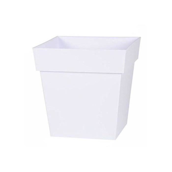EDA Pot de fleurs carré TOSCANE - 22 L - 32 x 32 x H 32 cm - Blanc