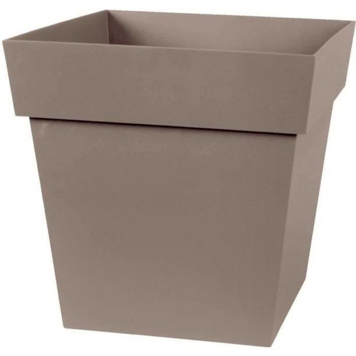 Pot de fleurs Carré 32 cm - EDA - Toscane - 22 L - 32 x 32 x H.32 cm - Taupe