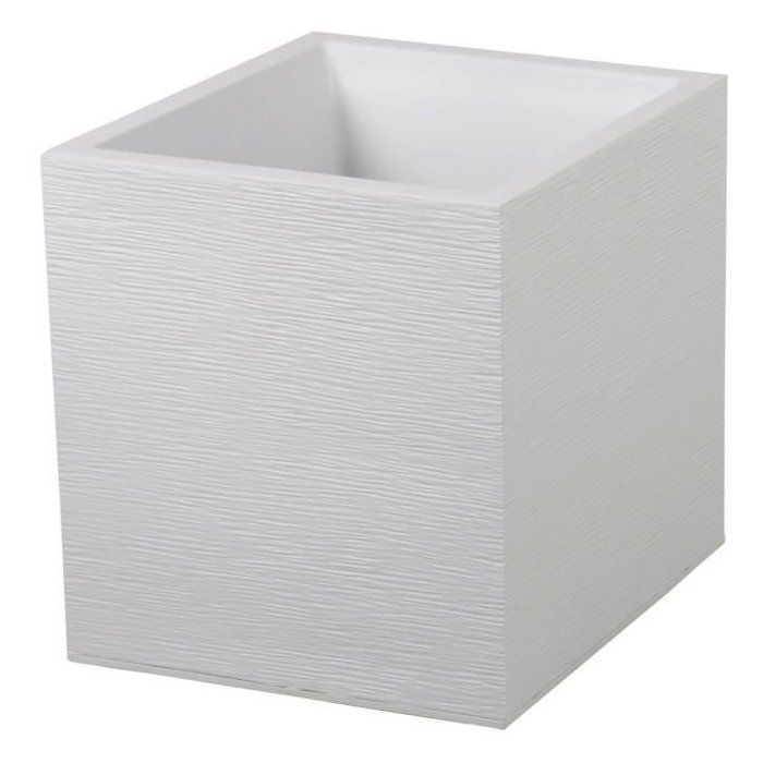 Pot de fleurs Carré 40 cm - EDA - Graphit - 31 L - 39 x 39 x H. 43 cm - Blanc Cérusé