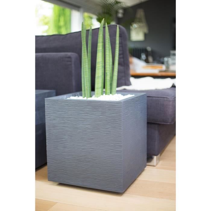 Pot de fleurs Carré 40 cm - EDA - Graphit - 31 L - 39 x 39 x H. 43 cm - Gris Anthracite