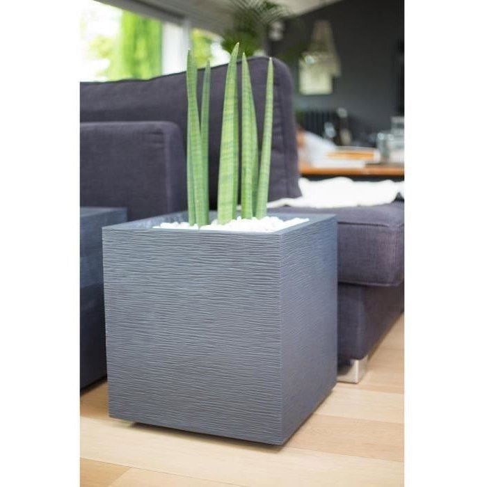 Pot de fleurs Carré 40 cm - EDA - Graphit - 31 L - 39 x 39 x H. 43 cm - Gris Anthracite