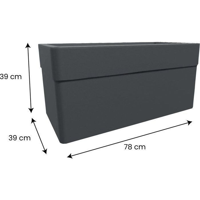 Jardiniere 80 cm - EDA - CAREL - 63 L - Avec roulettes - Extérieur ou intérieur - 78 x 39 x 39 cm - Taupe