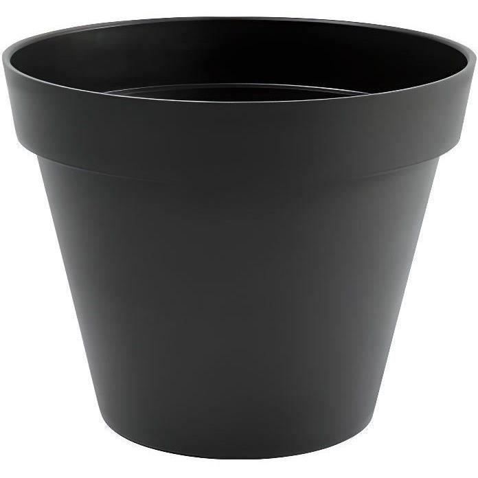 EDA Pot de fleurs rond TOSCANE - 43 L - Ø 47,5 x H.40 cm - Gris Anthracite - Intérieur/Extérieur