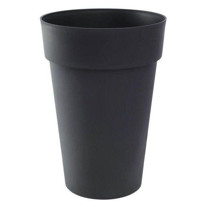 EDA - Pot de fleurs Rond haut - Toscane - Ř 46 x H 65 cm - Intérieur / Extérieur - 67 L - Gris Anthracite