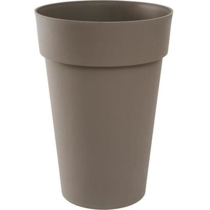 EDA - Pot de fleurs Rond haut- Toscane - Ř 46 x H 65 cm - Intérieur / Extérieur - 67 L - Taupe