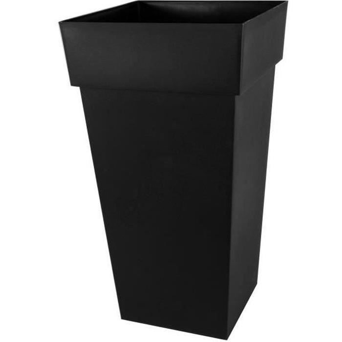 Pot de fleurs XXL carré - Toscane - EDA - 43,3 x 43,3 x H. 80 cm - Intérieur / Extérieur - 98 L - Gris Anthracite