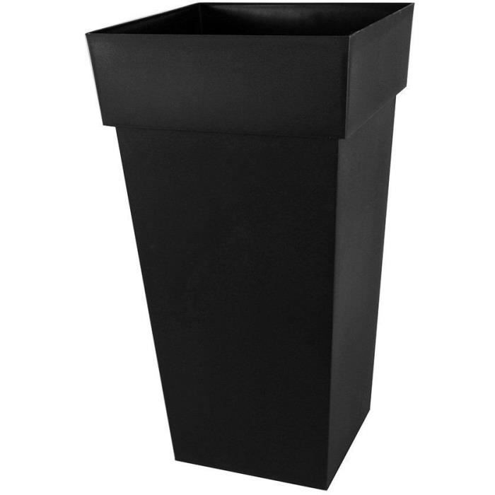 Pot de fleurs Carré XXL 43 cm - EDA - Toscane - 98 L - 43,3 x 43,3 x H. 80 cm - Gris Anthracite