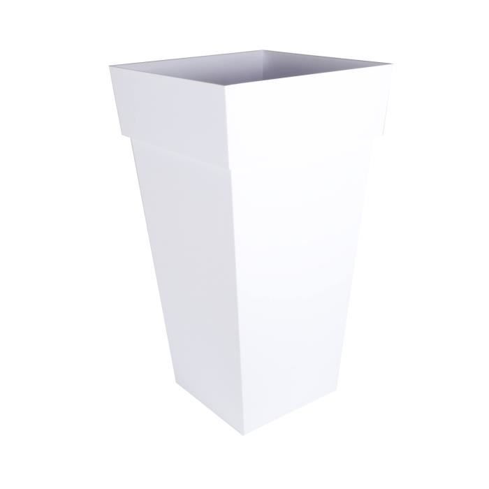 EDA Pot de fleurs carré XXL TOSCANE - 98 L - 43,3 x 43,3 x H 80 cm - Blanc
