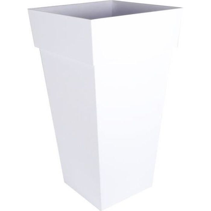 EDA Pot de fleurs carré XXL TOSCANE - 98 L - 43,3 x 43,3 x H 80 cm - Blanc