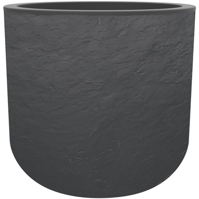 Pot de fleurs Rond - EDA - Volcania Up - 67 L - Intérieur/Extérieur - Décor Pierre - Ø 48,5 x H. 46,2 cm - Gris Anthracite