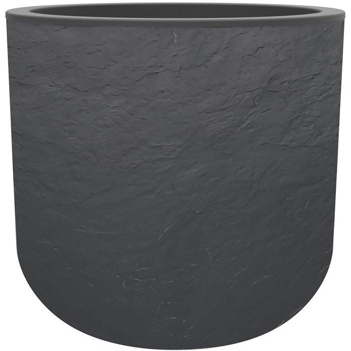 Pot de fleurs Rond 50 cm - EDA - Volcania Up - 67 L - Intérieur/Extérieur - Décor Pierre - Ř 48,5 x H. 46,2 cm - Gris Anthracite