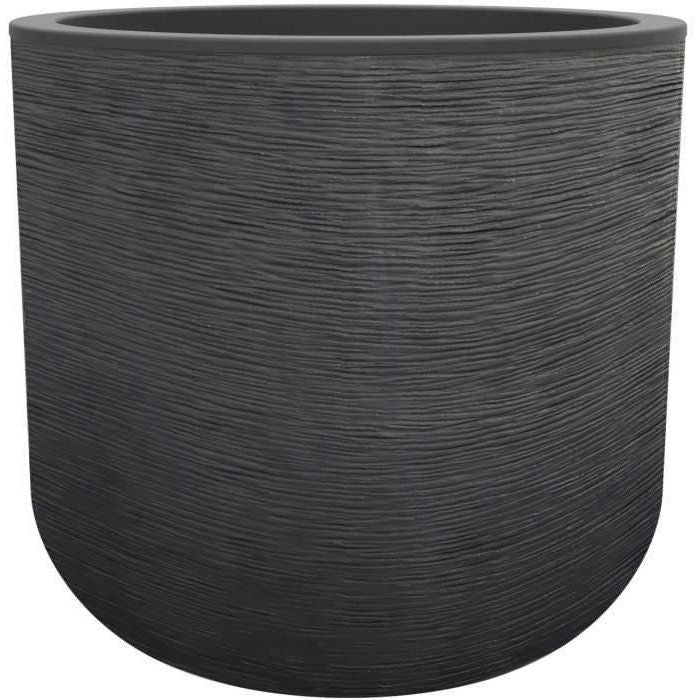 Pot de fleurs Rond 39 cm - EDA - Graphit Up - 32 L - Intérieur/ Extérieur - Décor Graphique - Ř 38.5 x H. 36.8 cm - Gris anthracite