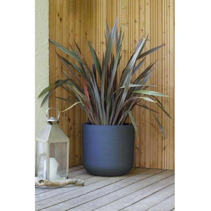 Pot de fleurs Rond 50 cm - EDA - Graphit Up - 67 L - Intérieur/ Extérieur - Décor Graphique - Ř 48,5 x H. 46,2 cm- Gris anthracite