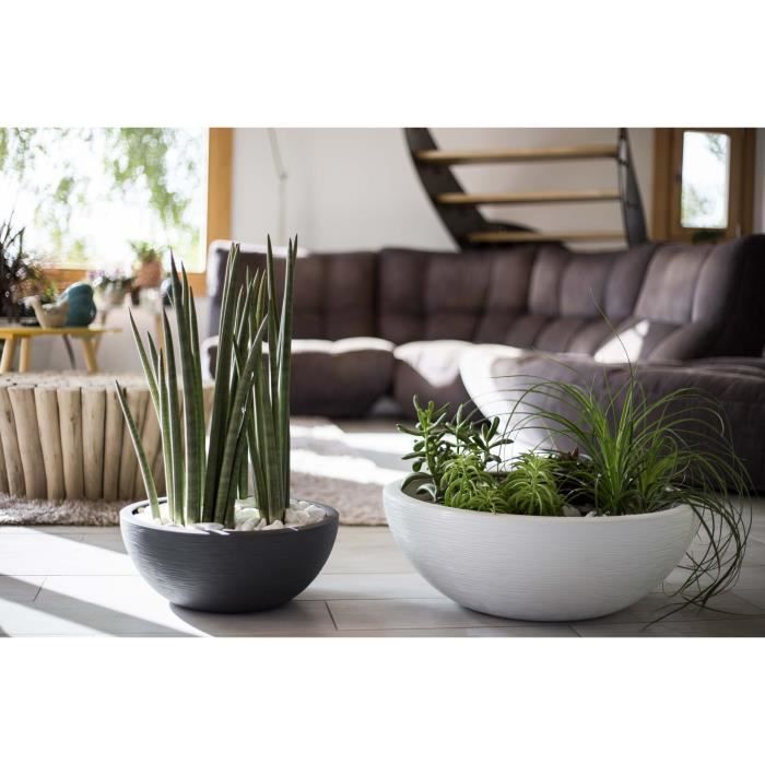 Pot de fleurs Rond 50 cm - EDA - Graphit Up - 67 L - Ø 48,5 x H. 46,2 cm- Gris anthracite