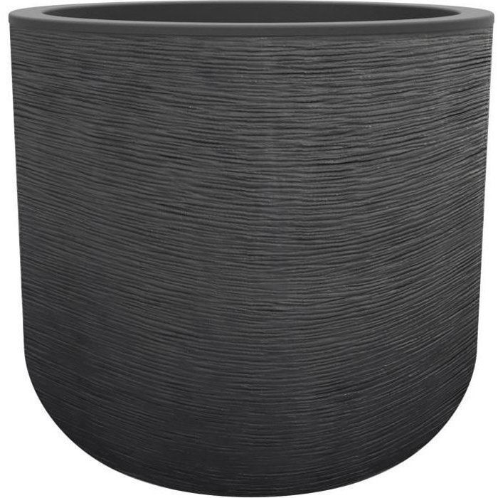 Pot de fleurs Rond 50 cm - EDA - Graphit Up - 67 L - Intérieur/ Extérieur - Décor Graphique - Ř 48,5 x H. 46,2 cm- Gris anthracite