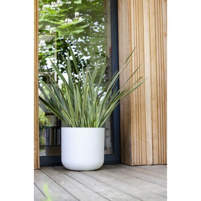 Pot de fleurs Rond 50 cm - EDA - Graphit Up - 67 L - Ø 48,5 x H. 46,2 cm- Blanc Cérusé
