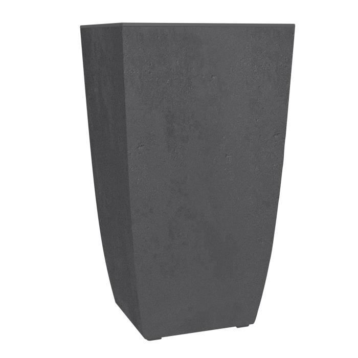 Pot de fleurs Carré haut - EDA - Diva Basalt - 42 L - 43,5 x 43,5 x H.78.2 cm -Bac intérieur amovible - Gris anthracite