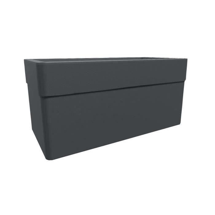 Jardiniere 80 cm - EDA - CAREL - 63 L - Avec roulettes - Extérieur ou intérieur - 78 x 39 x H.39 cm - Gris Anthracite