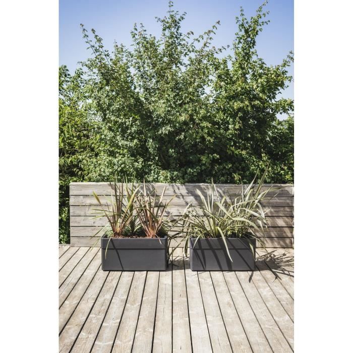 Jardiniere 80 cm - EDA - CAREL - 63 L - Avec roulettes - Extérieur ou intérieur - 78 x 39 x H.39 cm - Gris Anthracite