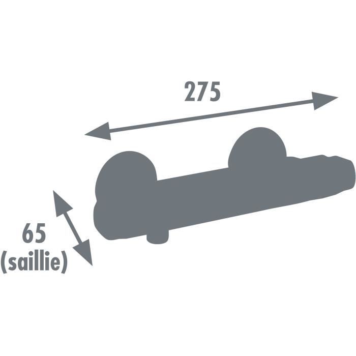 Mitigeur thermostatique de douche - EDOUARD ROUSSEAU - Garance 3 - Corps froid - Adapté a toute production d'eau chaude - Chromé