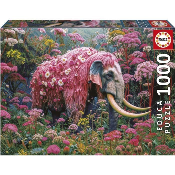 Puzzle - EDUCA - Éléphant Fleuri - 1000 pieces - 48x68 cm - Pour adultes - Animaux