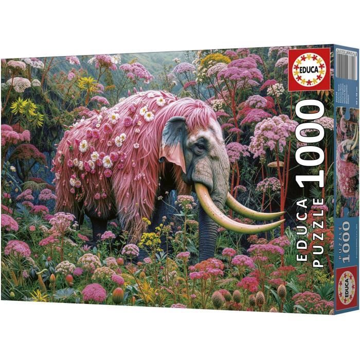 Puzzle - EDUCA - Éléphant Fleuri - 1000 pieces - 48x68 cm - Pour adultes - Animaux