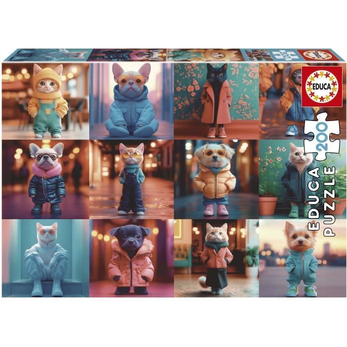 Puzzle - EDUCA - Animaux a la Mode - 200 pieces - Activité ludique - Développe la concentration
