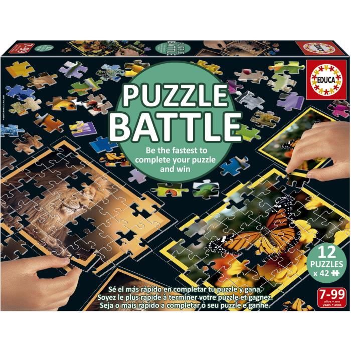 Puzzle - EDUCA - Battle Jr Natura - 12 puzzles - 42 pieces - Theme nature - Pour enfants a partir de 7 ans
