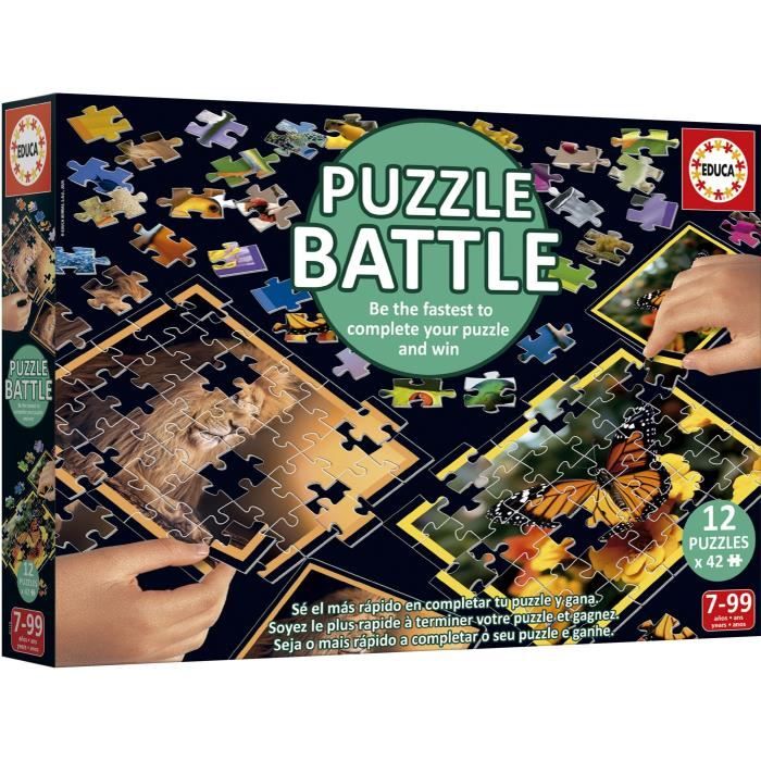 Puzzle - EDUCA - Battle Jr Natura - 12 puzzles - 42 pieces - Theme nature - Pour enfants a partir de 7 ans