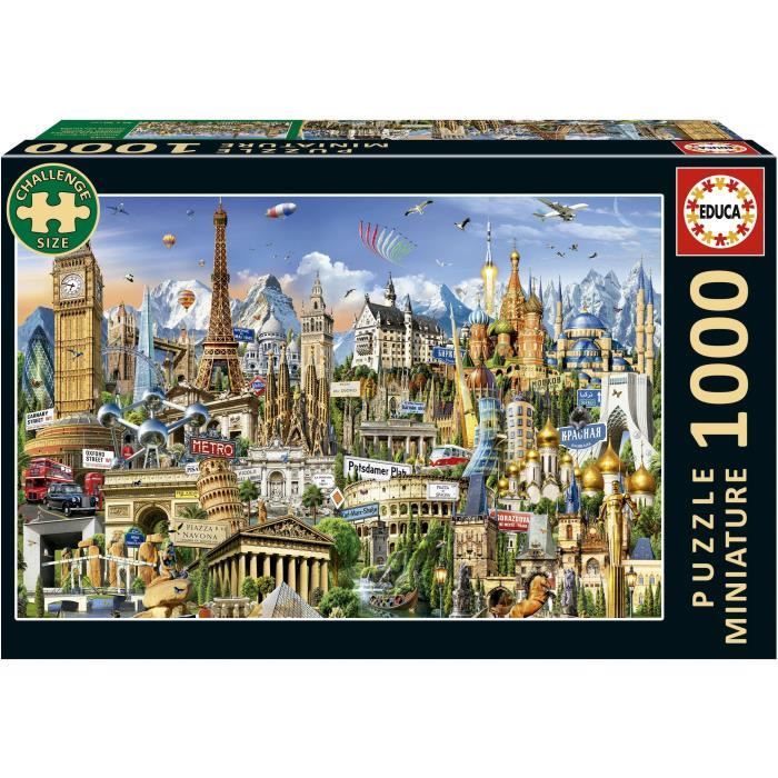 Puzzle - EDUCA - Symboles de l'Europe Miniature - 1000 pieces - 62,5 x 30 cm - a partir de 12 ans