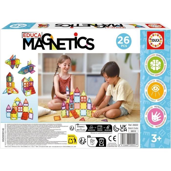 Jeu éducatif - EDUCA Magnetics - Construction 3D magnétique avec 26 pieces pour stimuler la créativité des enfants