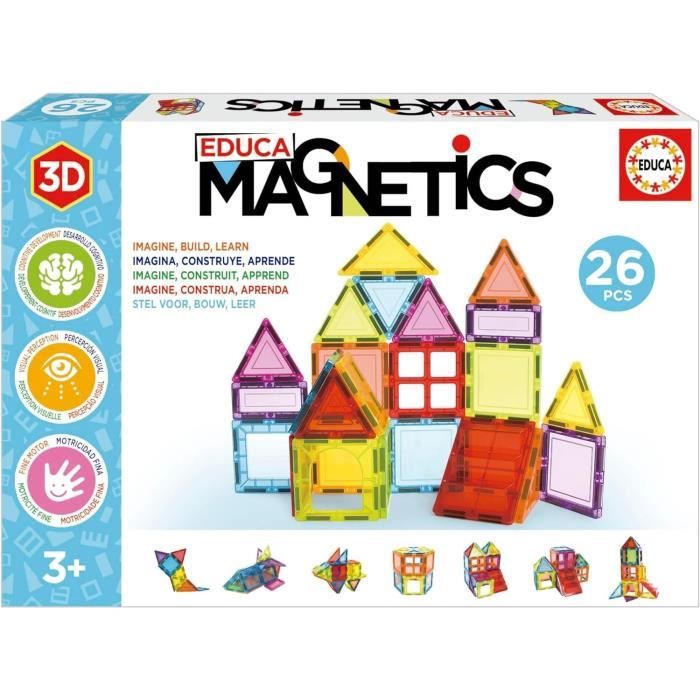 Jeu éducatif - EDUCA Magnetics - Construction 3D magnétique avec 26 pieces pour stimuler la créativité des enfants