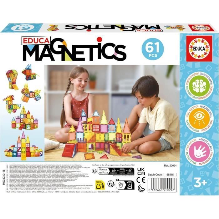 Jeu éducatif - EDUCA Magnetics - Construction 3D magnétique avec 61 pieces pour enfants des 3 ans