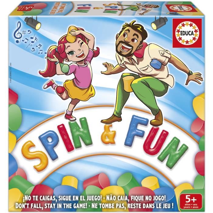 Spin & Fun - Jeu d'équilibre - EDUCA - Teste l'agilité et l'équilibre - 2 a 4 joueurs - Des 5 ans