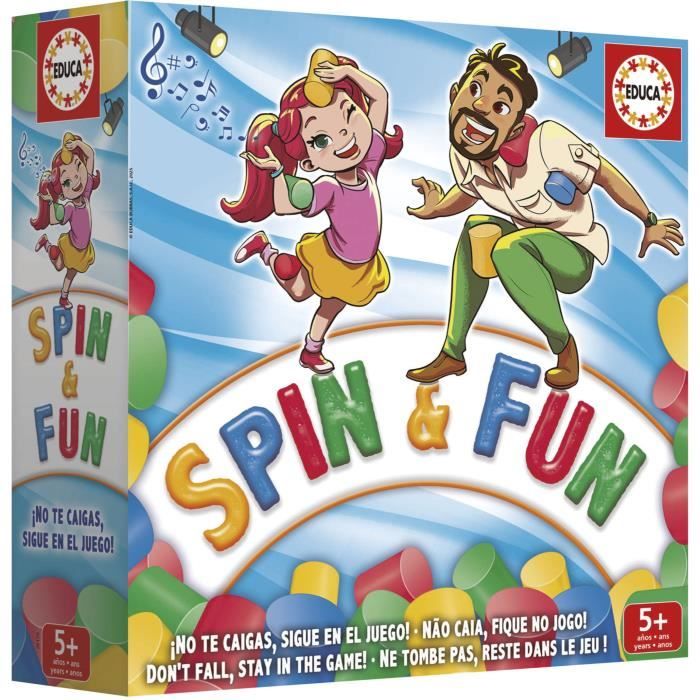 Spin & Fun - Jeu d'équilibre - EDUCA - Teste l'agilité et l'équilibre - 2 a 4 joueurs - Des 5 ans