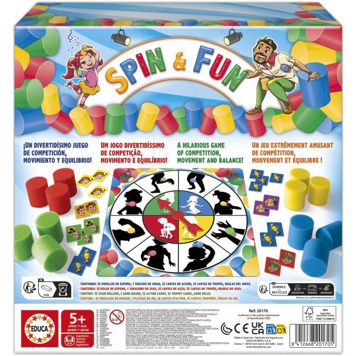 Spin & Fun - Jeu d'équilibre - EDUCA - Teste l'agilité et l'équilibre - 2 a 4 joueurs - Des 5 ans