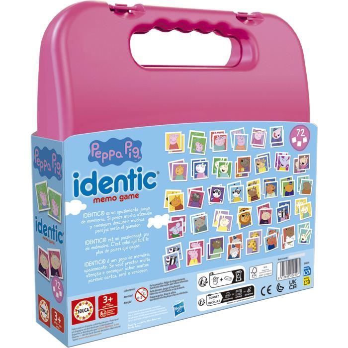 Identic Peppa Pig - Jeu de mémoire - EDUCA - 72 cartes, développe mémoire et attention - Des 3 ans