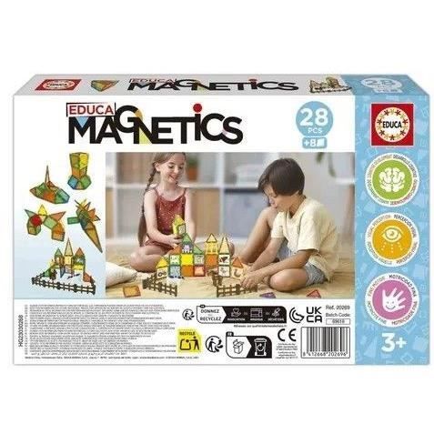 Magnetics Ecoferme - Jeu de construction - EDUCA - 28 pieces magnétiques, 2 animaux, 8 cartes - Des 3 ans