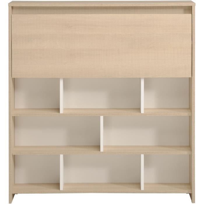 KEY - Meuble multifonctions - Module cuisine 2 portes 1 tiroir / Bar / Travail - 103,5 x 59 x 115 cm - Chene / Blanc - PARISOT