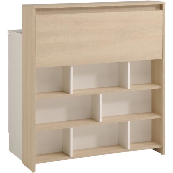 KEY - Meuble multifonctions - Module cuisine 2 portes 1 tiroir / Bar / Travail - 103,5 x 59 x 115 cm - Chene / Blanc - PARISOT