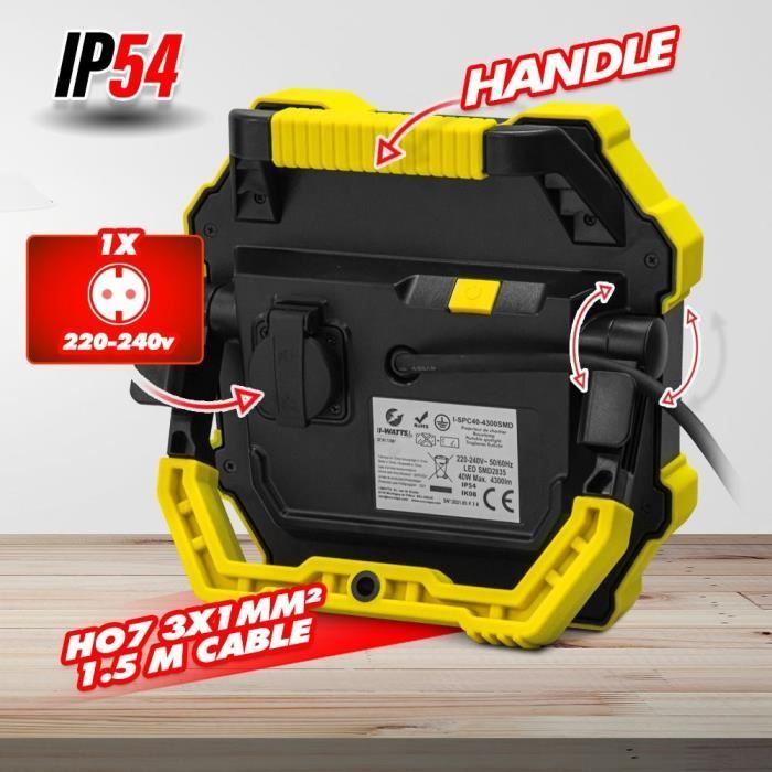 Projecteur Led - I-Watts - I-SPC50-4500SMD - 50 W - 4500 lumens