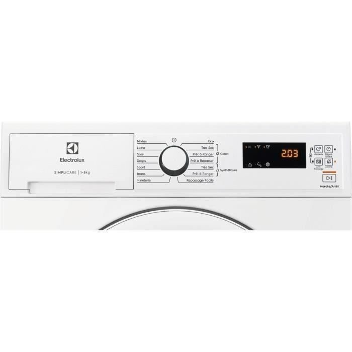 Seche-linge pompe a chaleur ELECTROLUX EDH1281UC - 8 kg - L60cm - Blanc