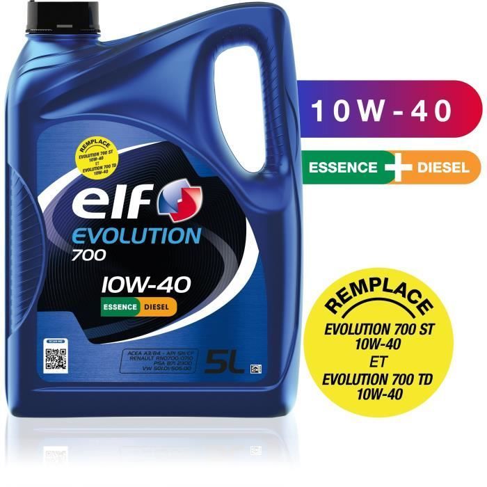 Huile moteur - ELF - Evolution 700 10W-40 - 5L