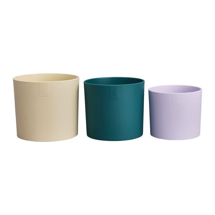 ELHO Pots de fleur Lex Pott - Set 14 cm - Blanc Vert Violet - L 14 x W 13.8 x H 12 cm - Intérieur - 100% recyclé