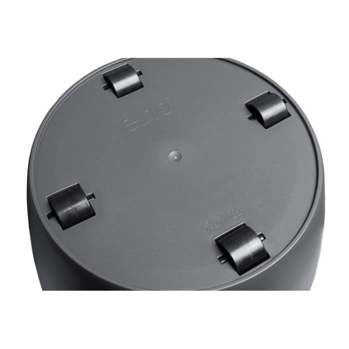 ELHO Pot de fleurs rond Brussels avec roues - Ø 39 x H 37 cm - Intérieur - 100% recyclé - Noir