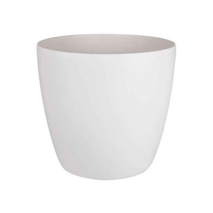 ELHO Pot de fleurs rond Brussels avec roues - Ø 47 x H 44 cm - Intérieur - 100% recyclé - Blanc