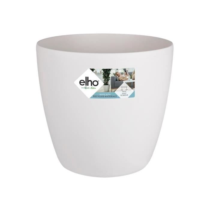ELHO Pot de fleurs rond Brussels avec roues - Ø 47 x H 44 cm - Intérieur - 100% recyclé - Blanc