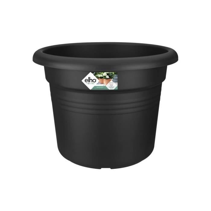 ELHO Pot de fleurs Green Basics Cilinder - Ø 64 x H 49 cm - Extérieur - 100% recyclé - Noir