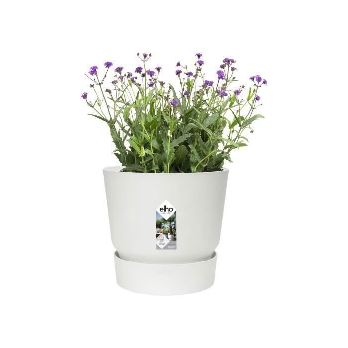 ELHO Pot de fleurs rond Greenville 40 - Extérieur - Ř 39 x H 36,8 cm - Blanc