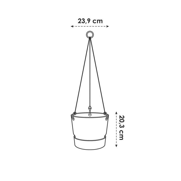ELHO Pot de fleurs a suspendre Greenville - Ø 23,9 x H 20,3 cm - Extérieur - Vert feuille